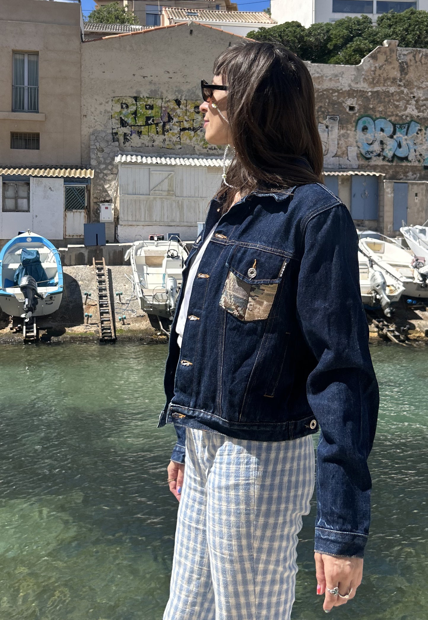 Upcycled jacket Blue Horizon (S)