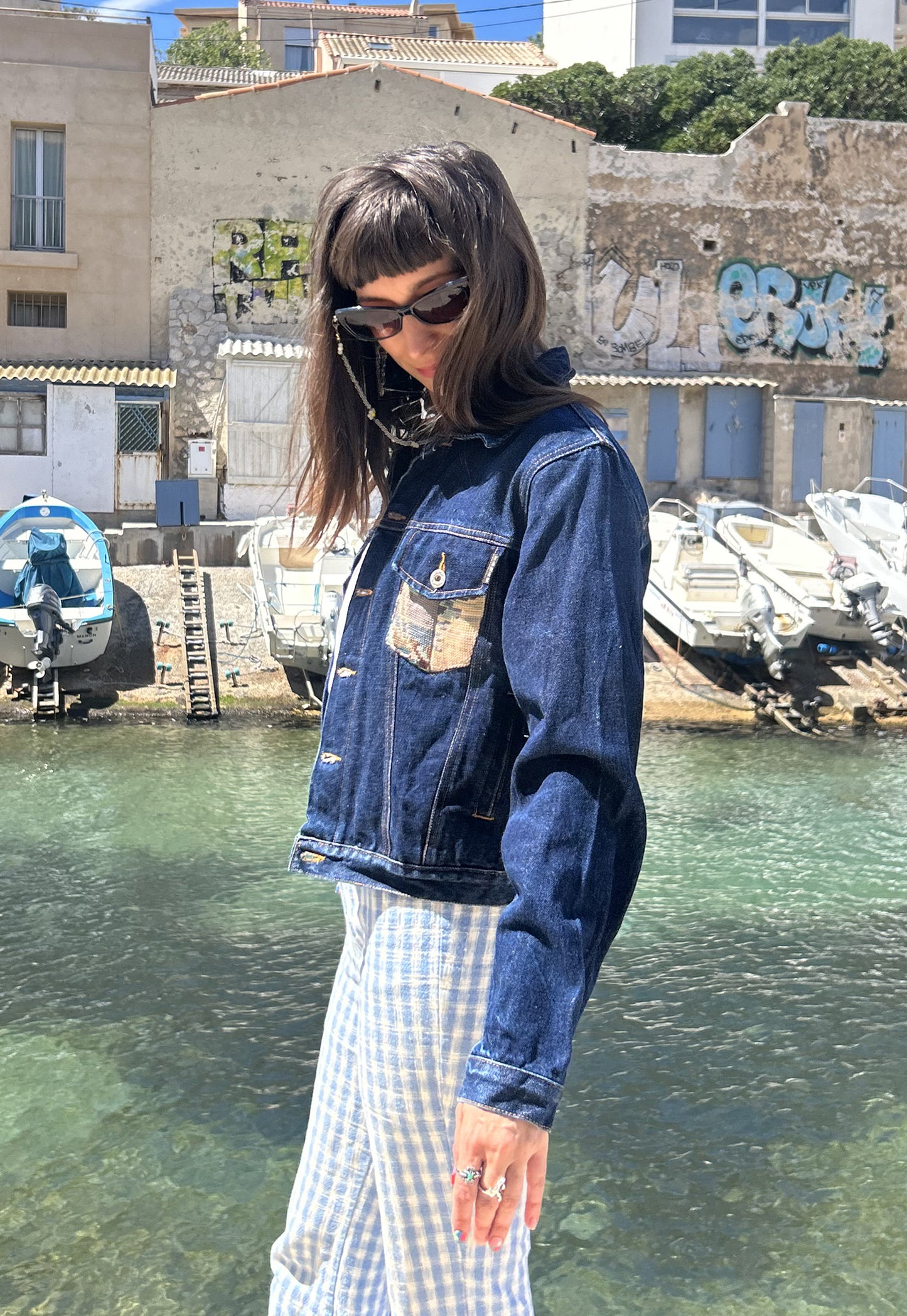 Upcycled jacket Blue Horizon (S)