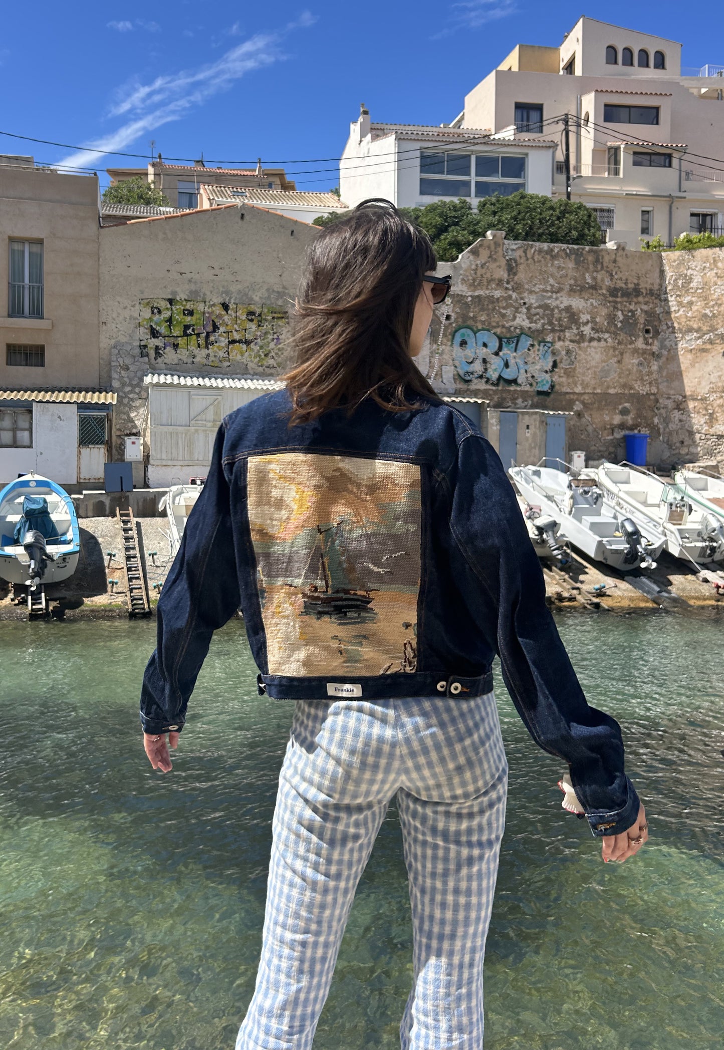 Upcycled jacket Blue Horizon (S)