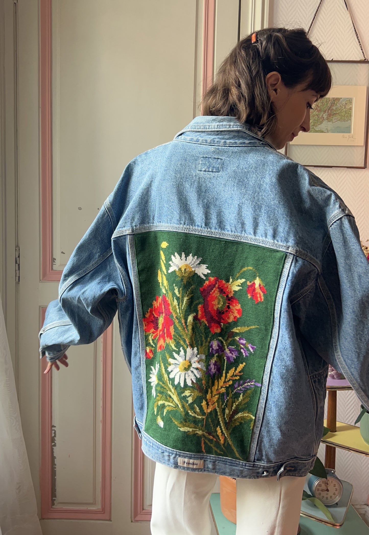 Upcycled jacket Fleurs des champs  (L/XL)