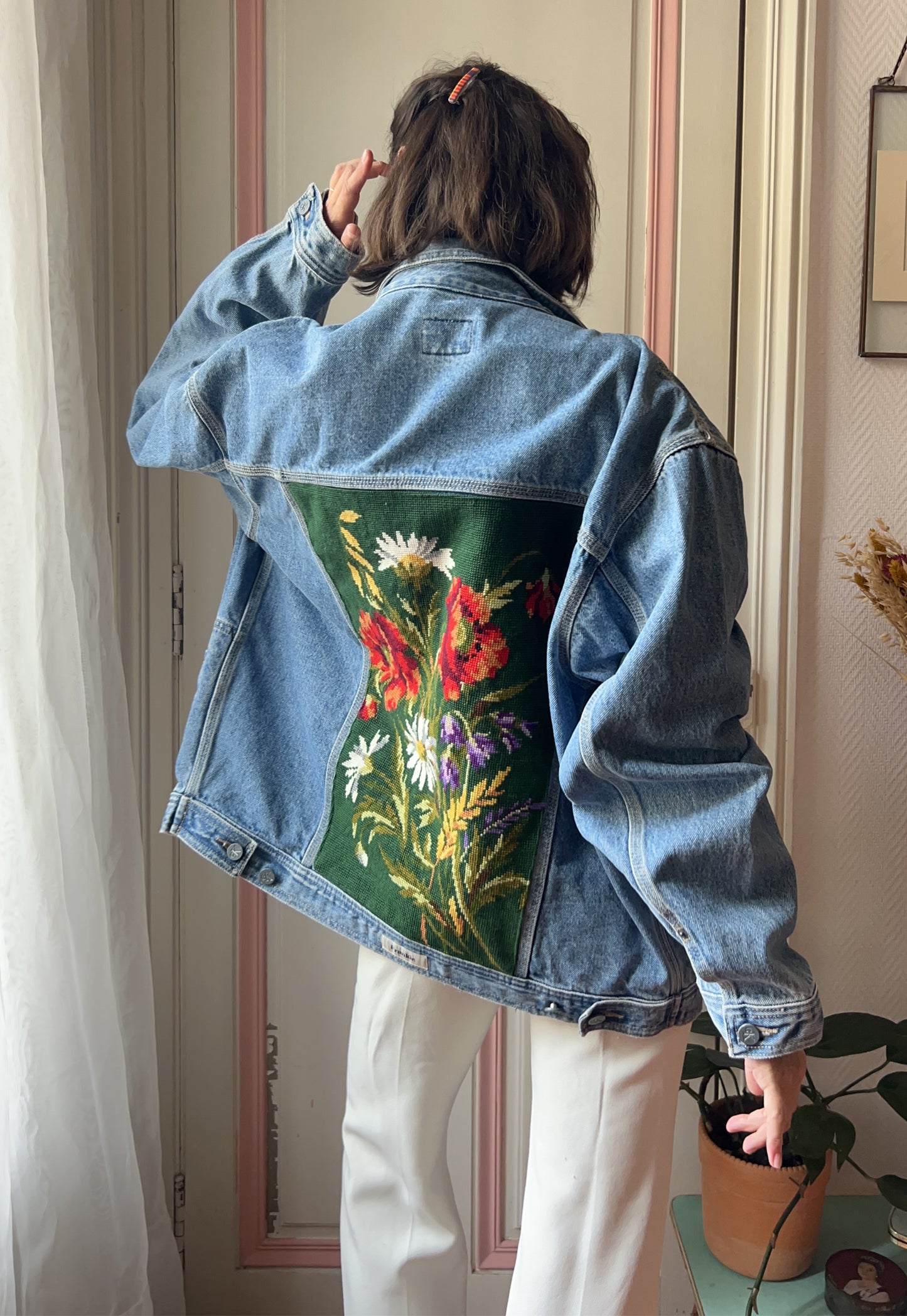 Upcycled jacket Fleurs des champs  (L/XL)
