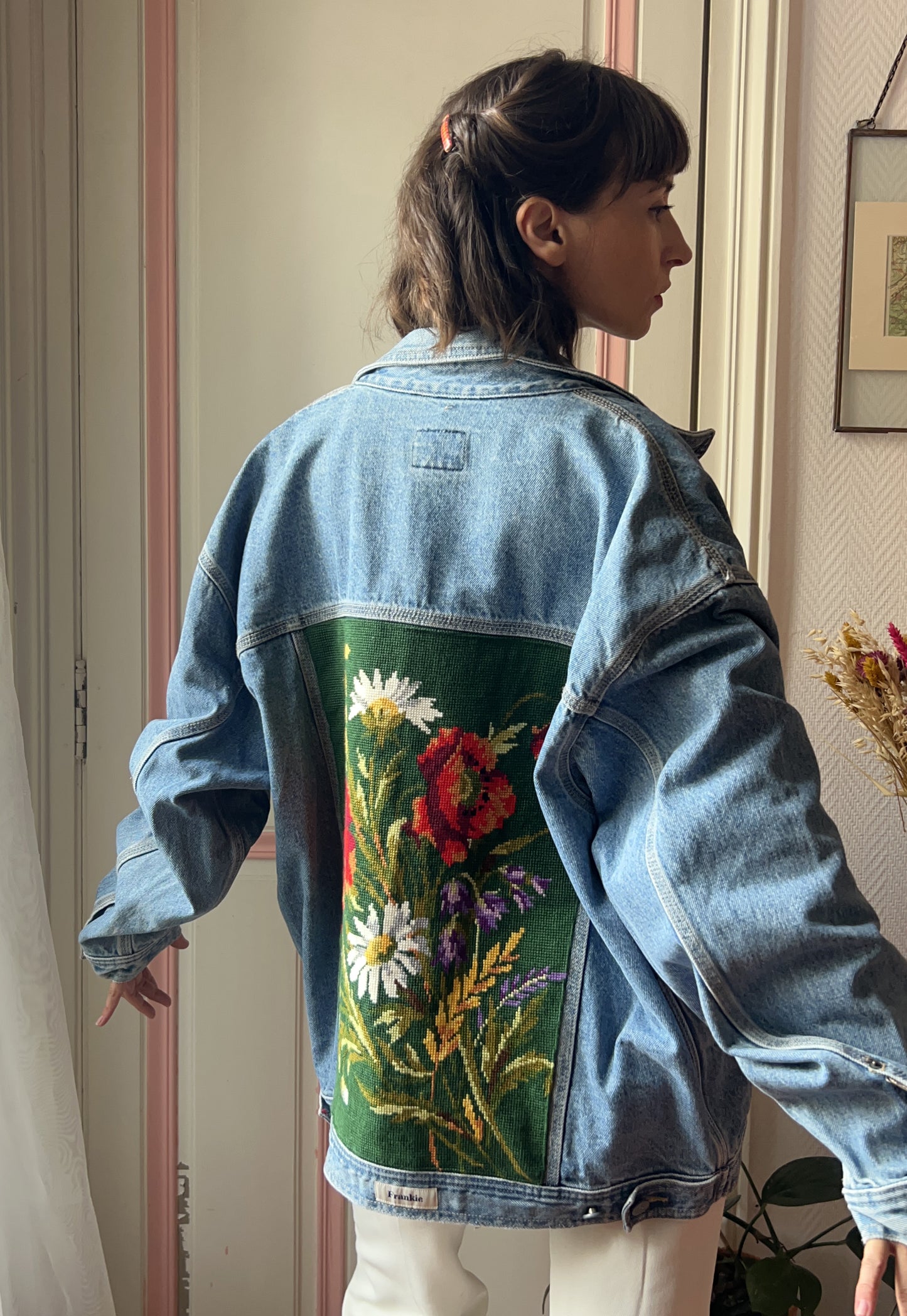 Upcycled jacket Fleurs des champs  (L/XL)
