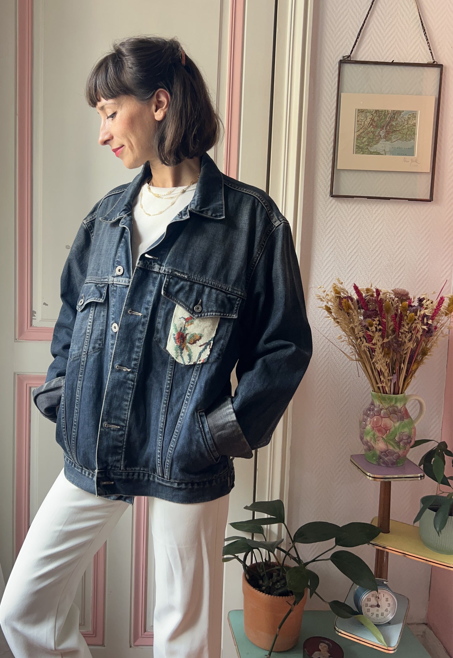 Upcycled jacket Lys  (L)