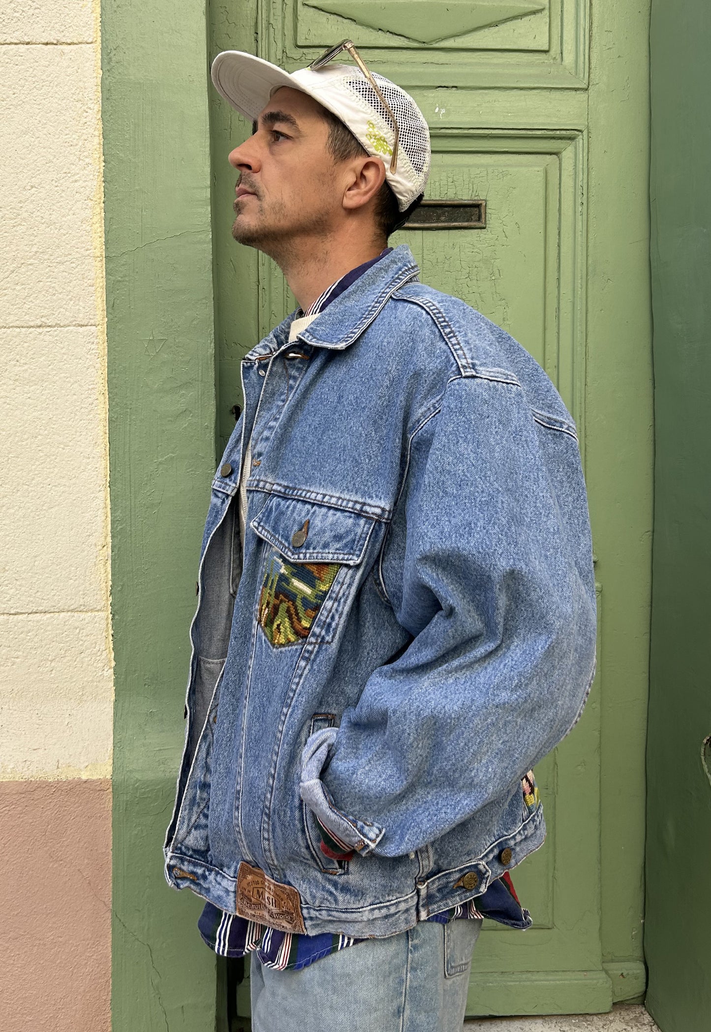 Upcycled jacket Flamingos (XL/XXL)