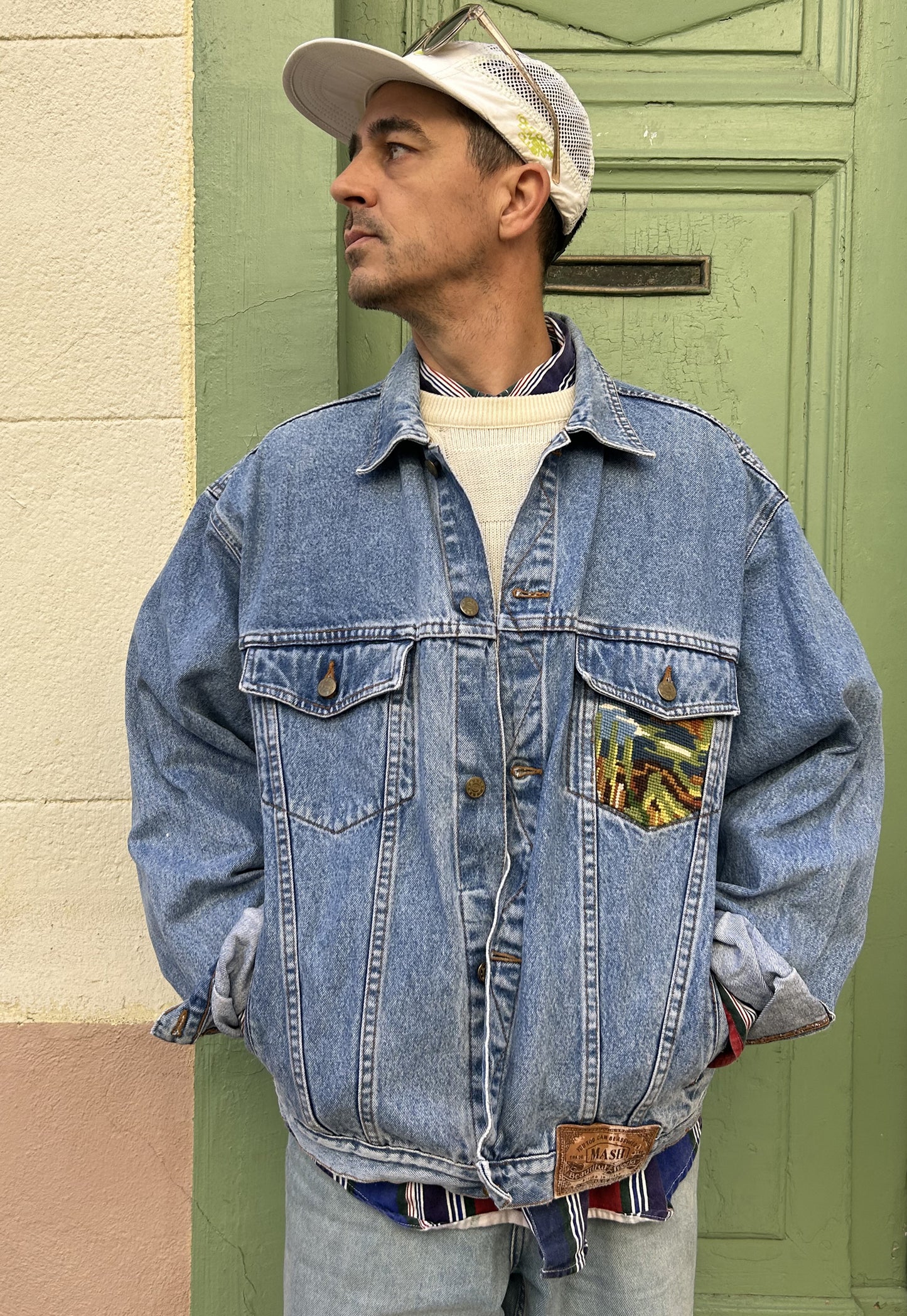 Upcycled jacket Flamingos (XL/XXL)