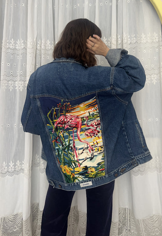 Upcycled jacket Flamingo (XL)