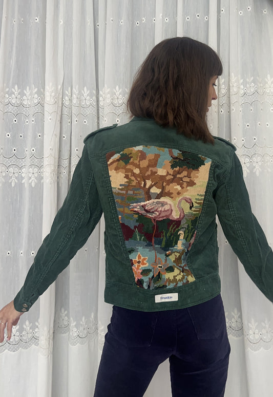 Upcycled jacket Flamingo tropical (XS/S)