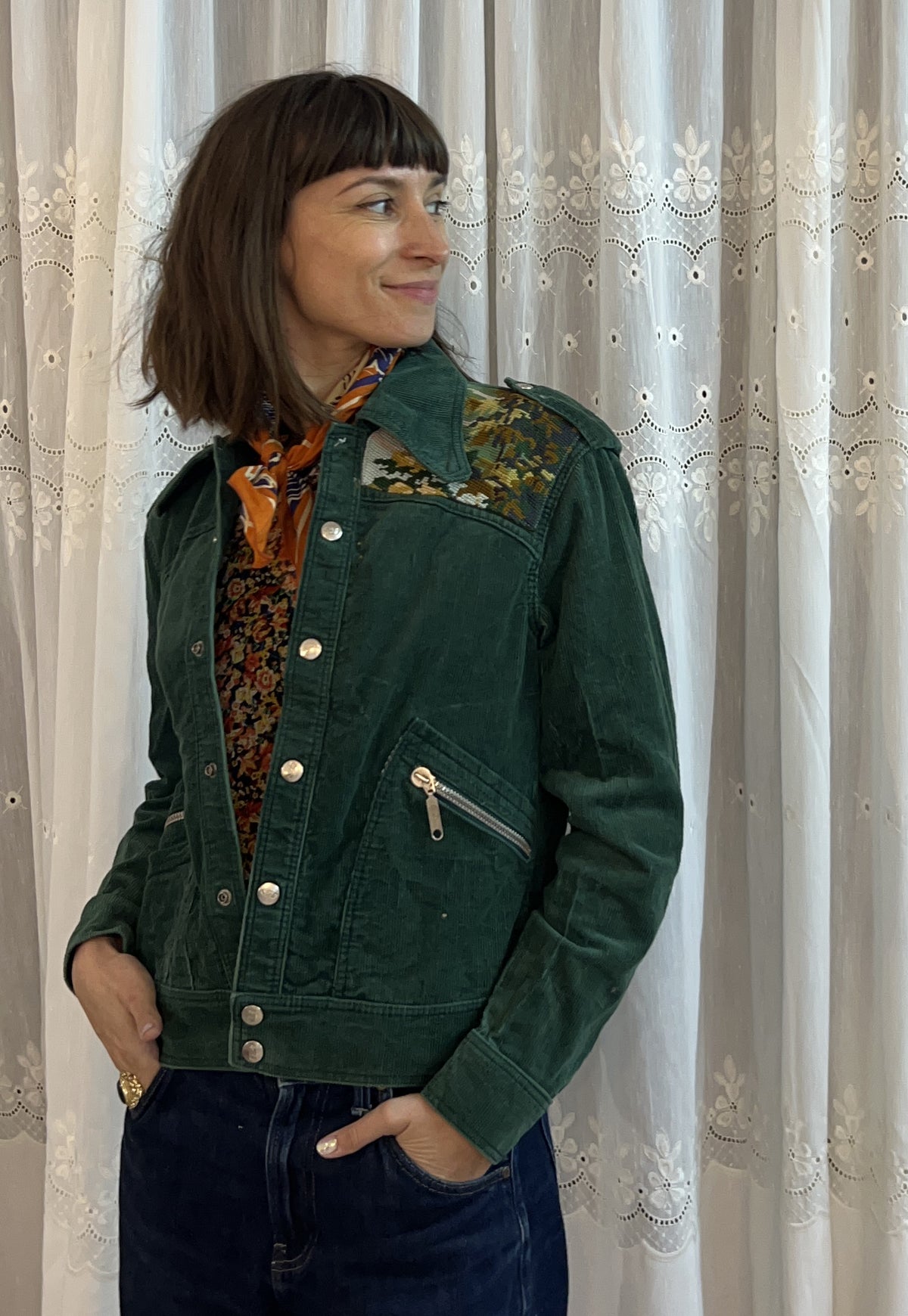 Upcycled jacket Flamingo tropical (XS/S)