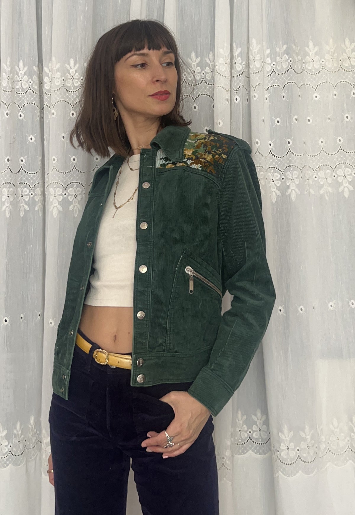 Upcycled jacket Flamingo tropical (XS/S)
