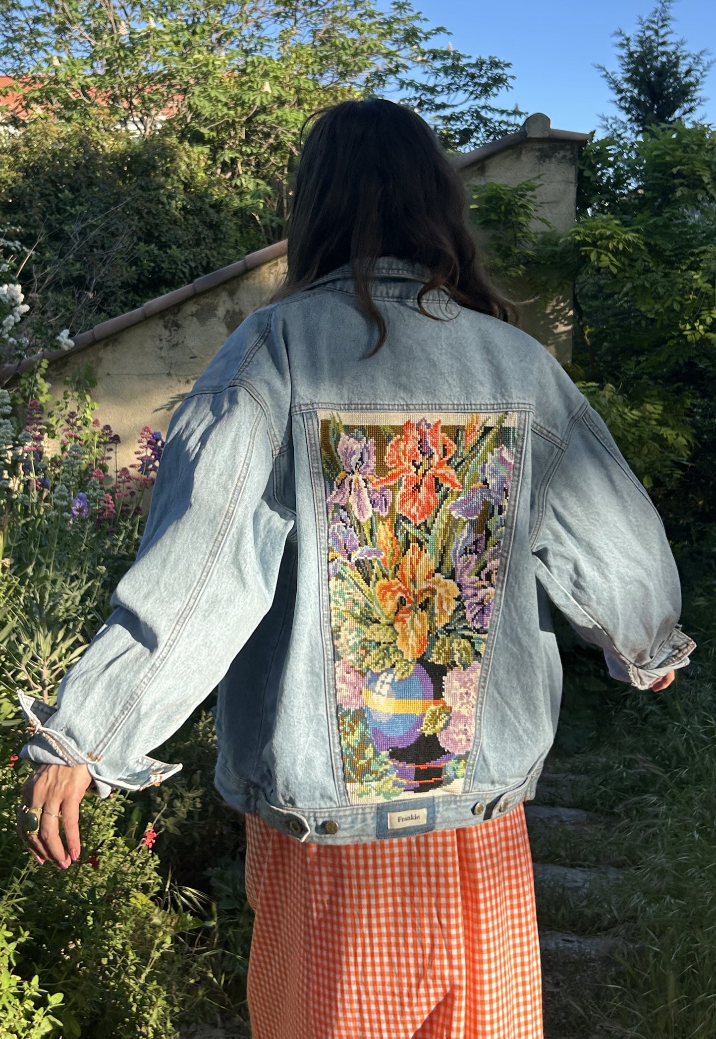 Upcycled jacket Irises (XL)