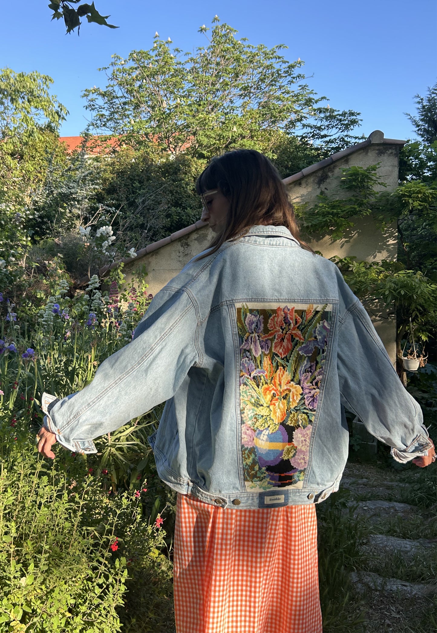 Upcycled jacket Irises (XL)
