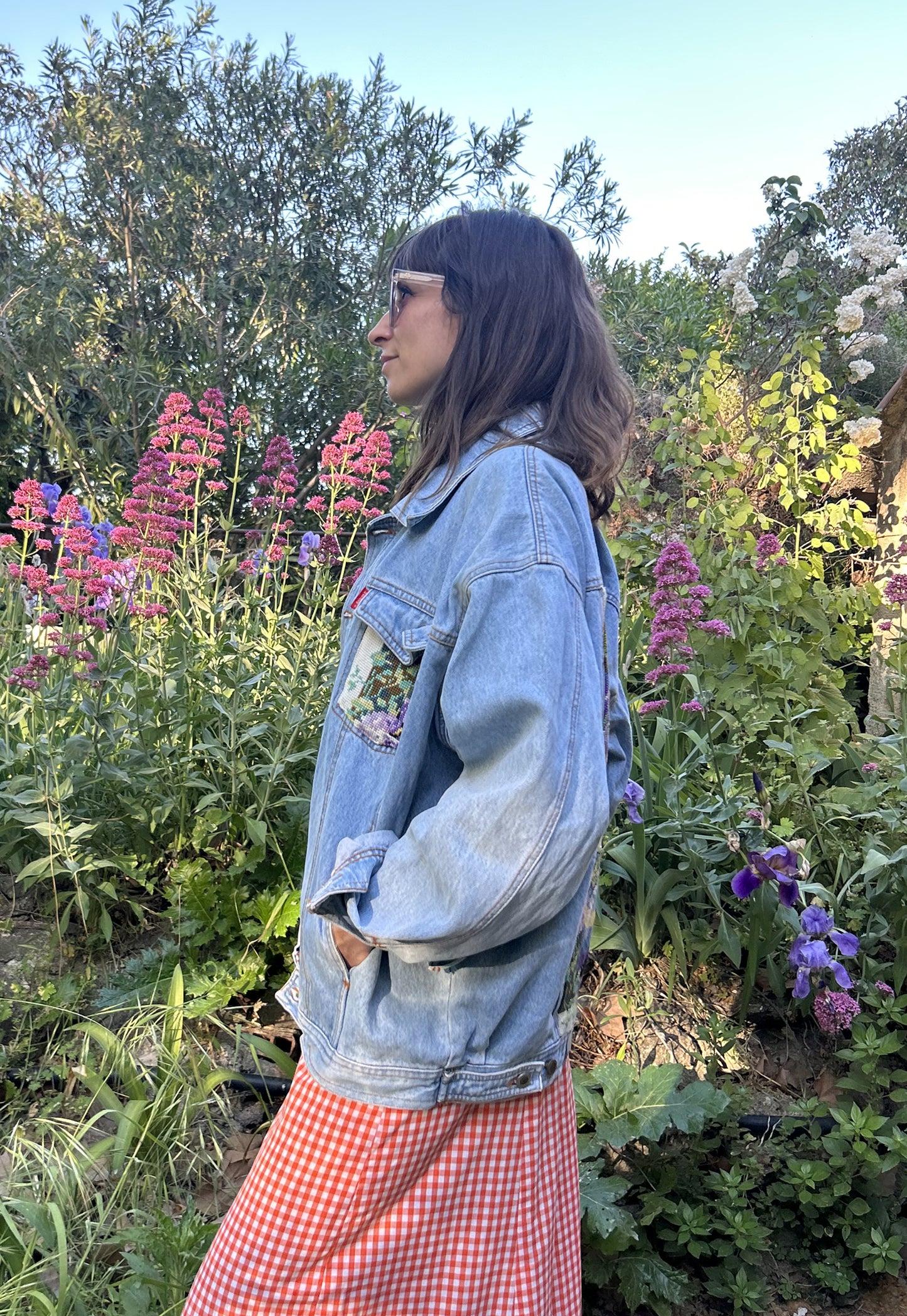 Upcycled jacket Irises (XL)