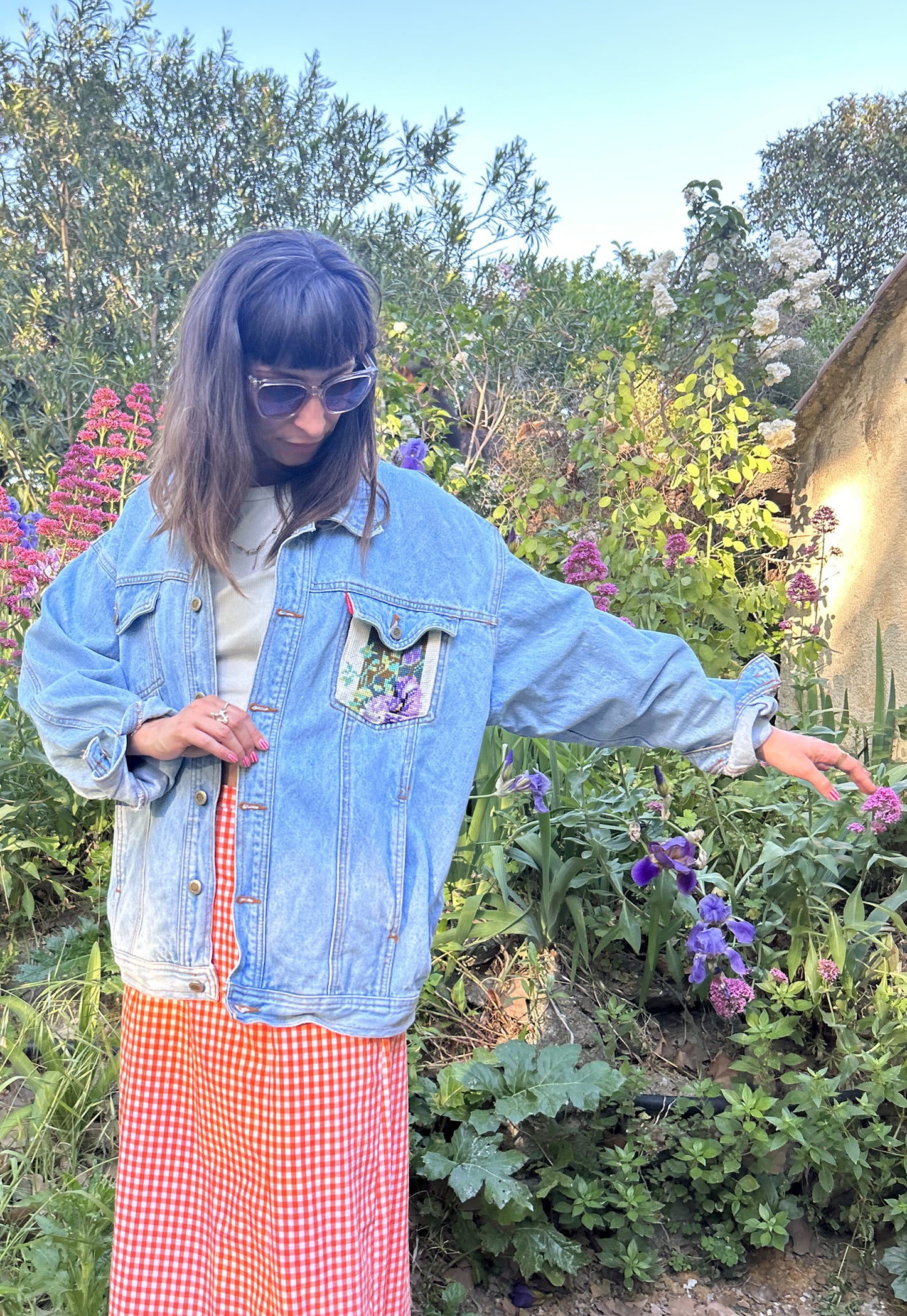 Upcycled jacket Irises (XL)