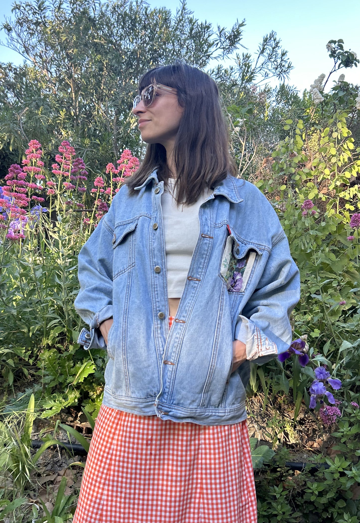 Upcycled jacket Irises (XL)