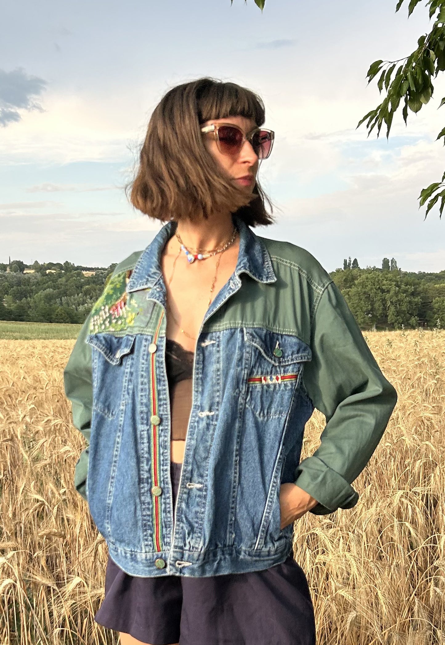 Upcycled jacket Lavender Fields (M/L)