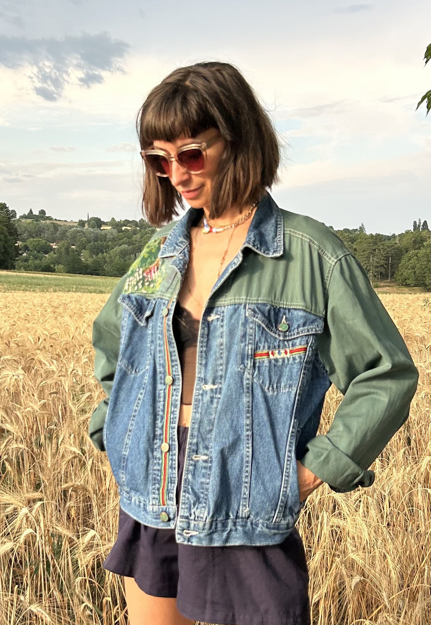 Upcycled jacket Lavender Fields (M/L)