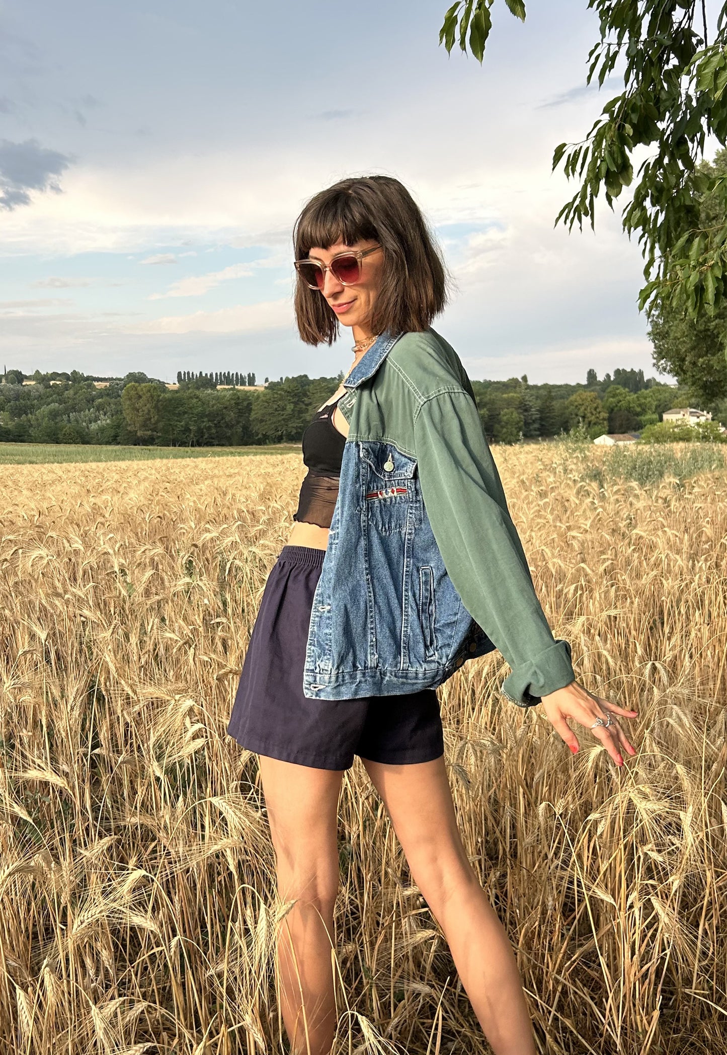 Upcycled jacket Lavender Fields (M/L)