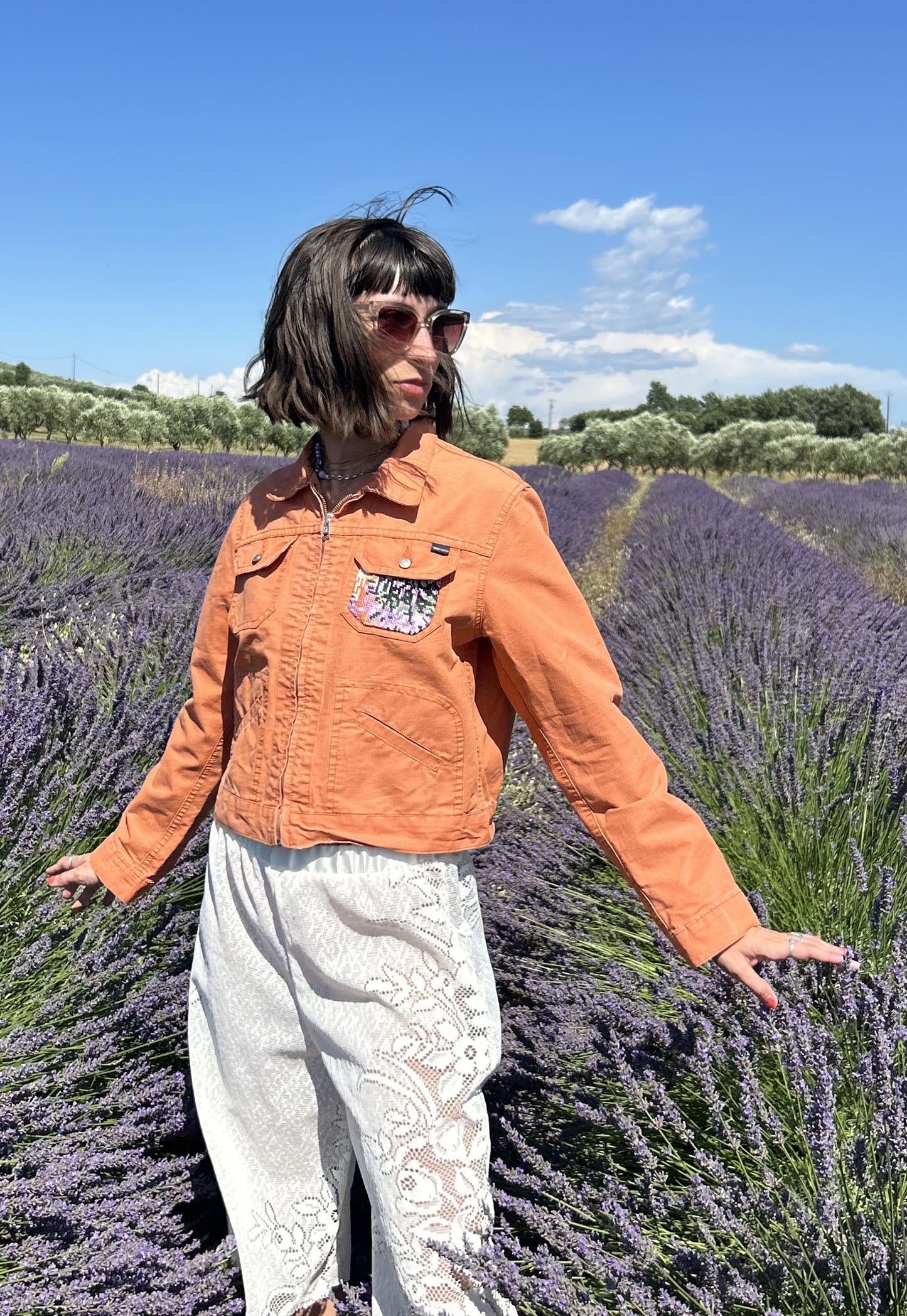 Upcycled jacket Lavender Fields (S)