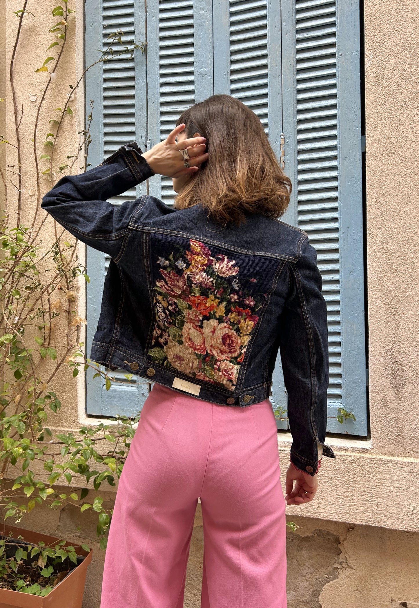 Upcycled jacket Flowers (XS/S)