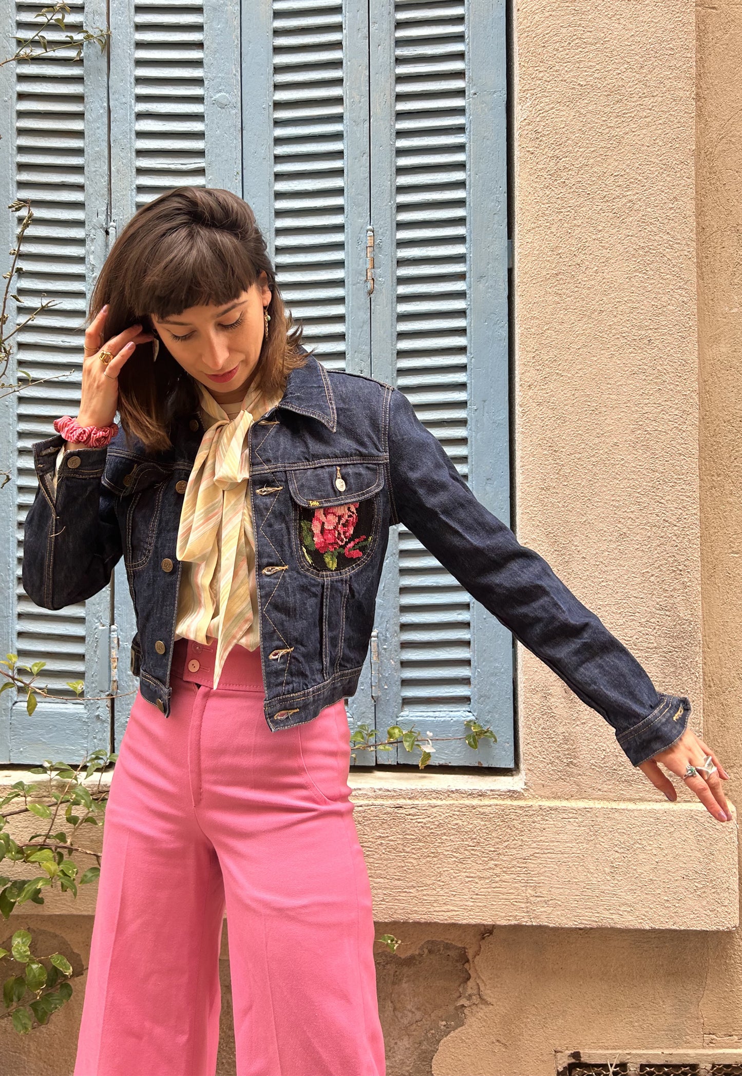 Upcycled jacket Flowers (XS/S)