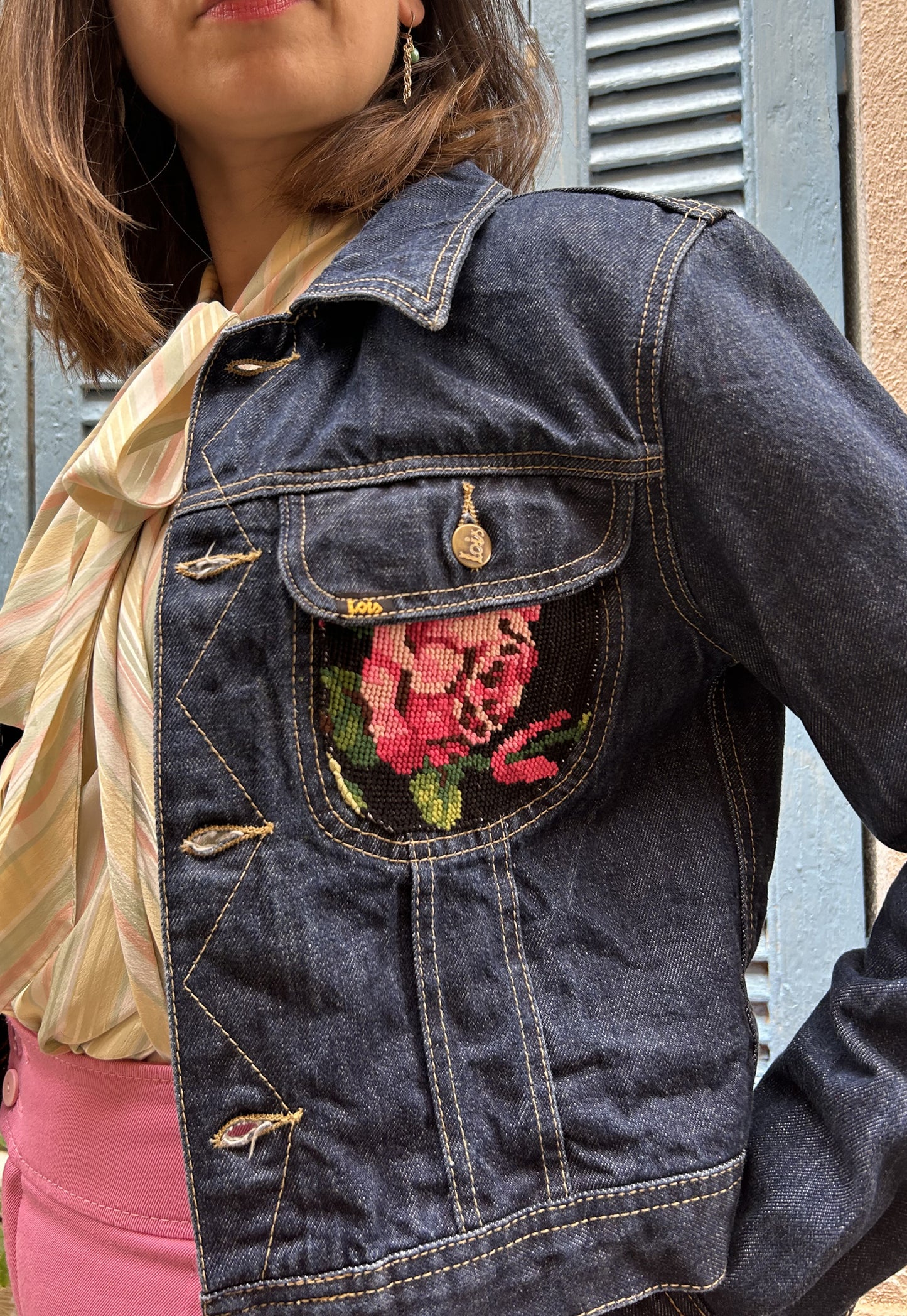 Upcycled jacket Flowers (XS/S)