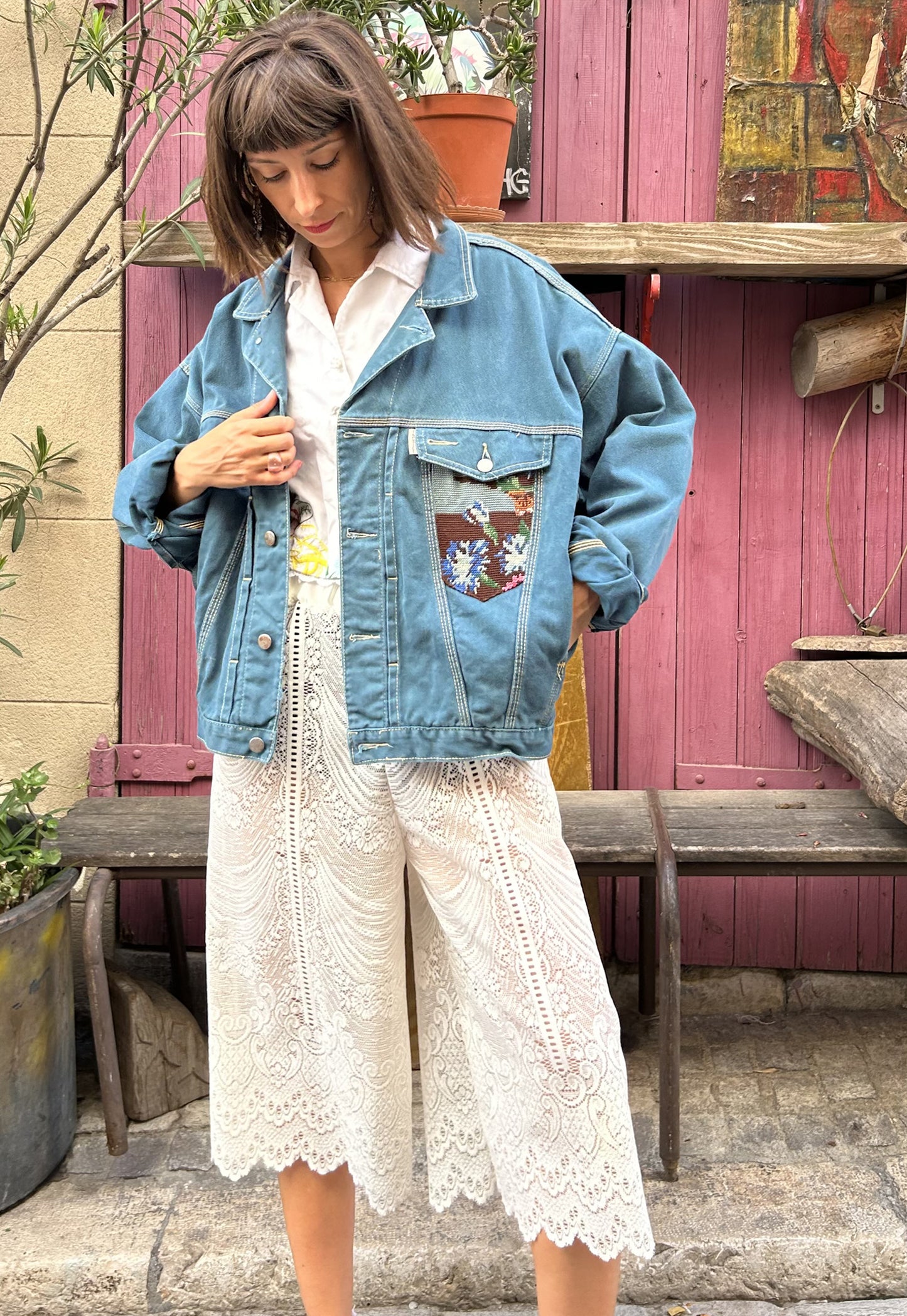 Upcycled jacket Majestic bouquet (L)
