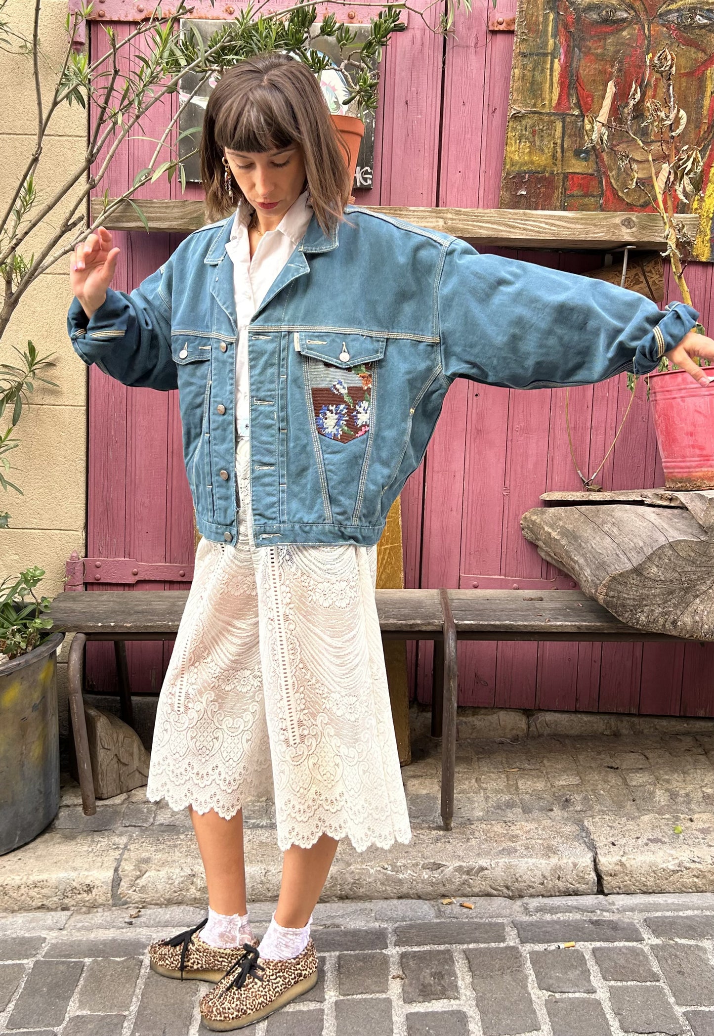 Upcycled jacket Majestic bouquet (L)