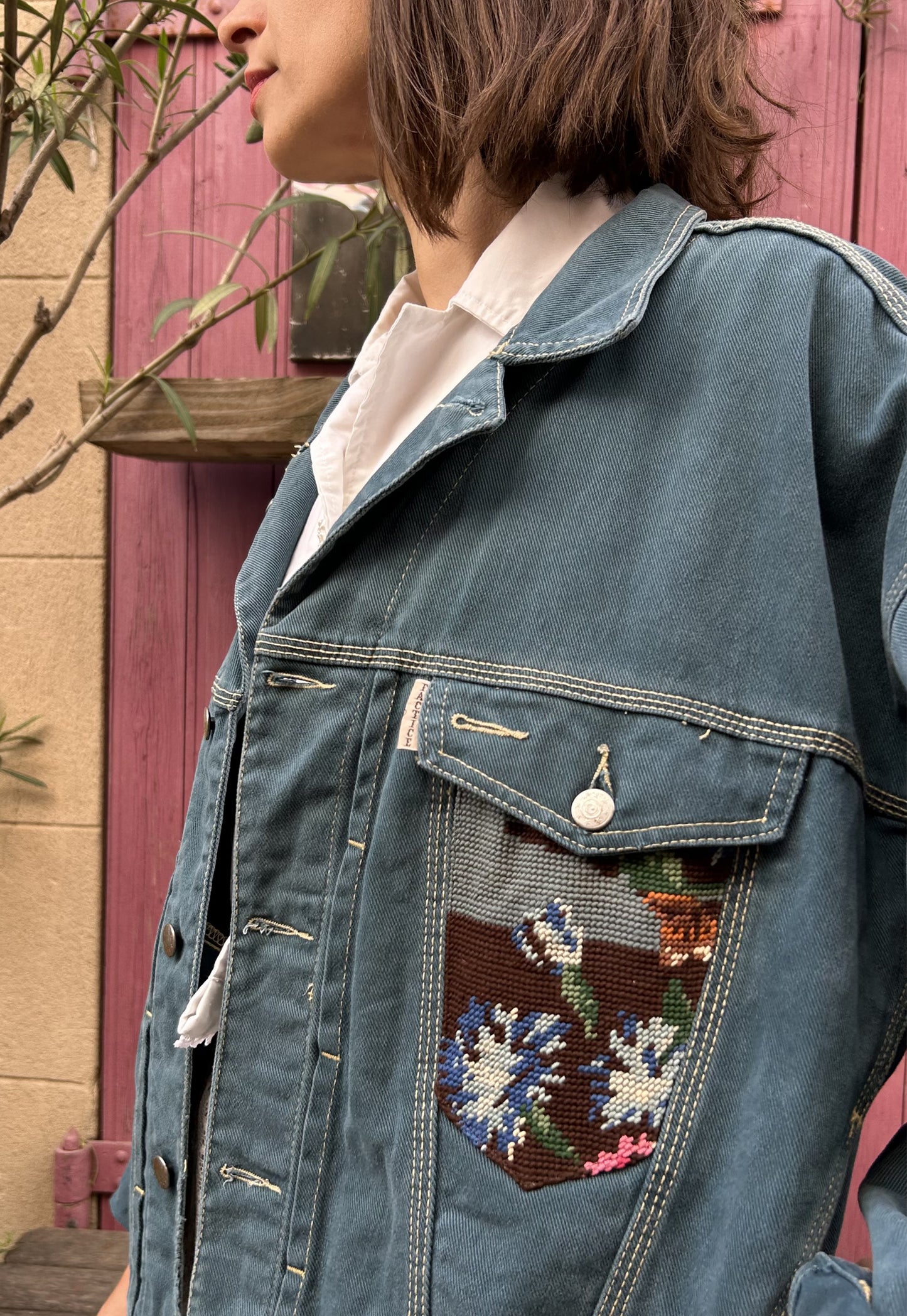 Upcycled jacket Majestic bouquet (L)