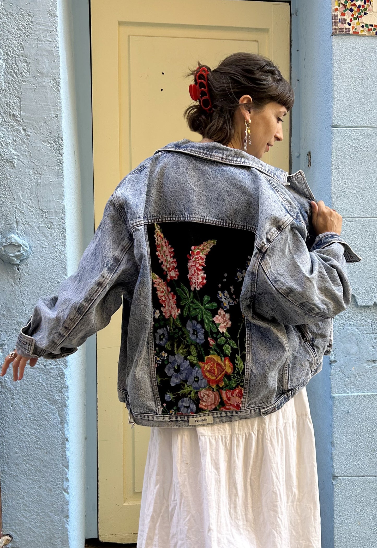 Upcycled jacket Wild flowers (L/XL)