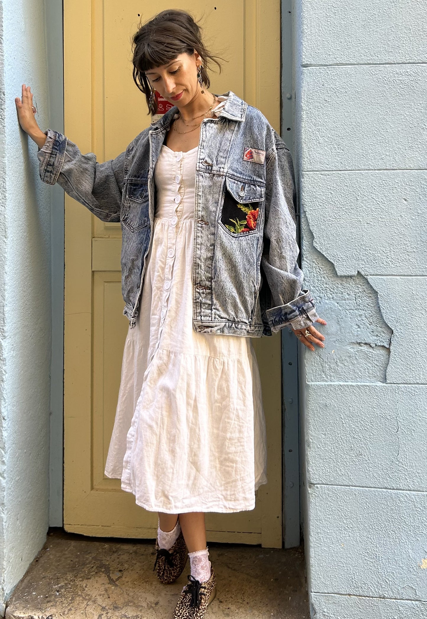 Upcycled jacket Wild flowers (L/XL)