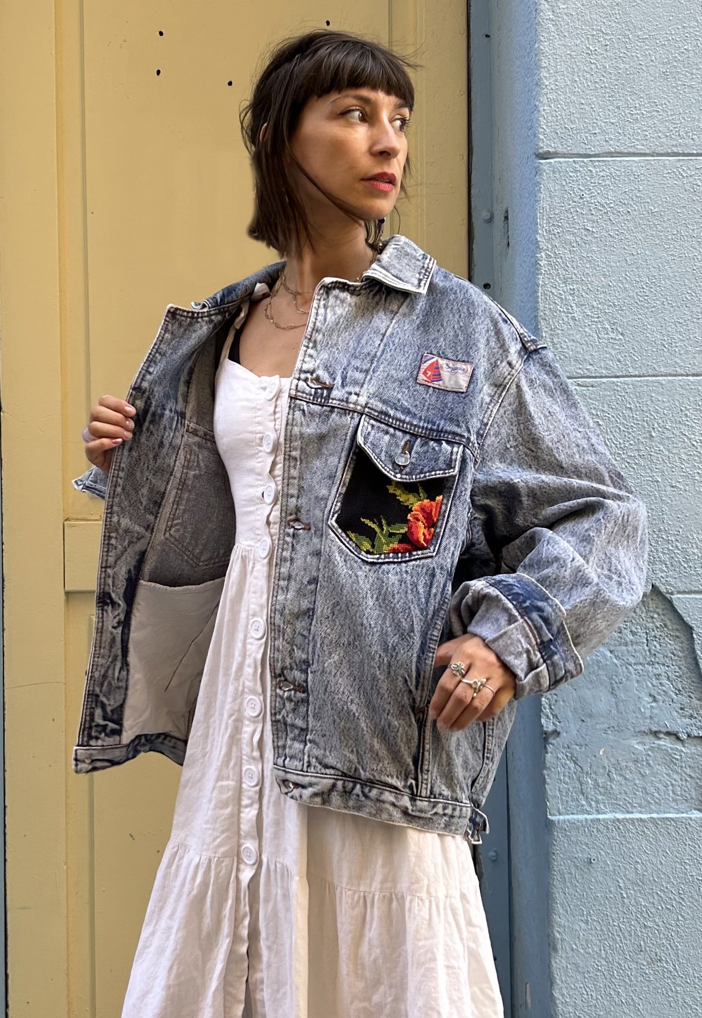 Upcycled jacket Wild flowers (L/XL)