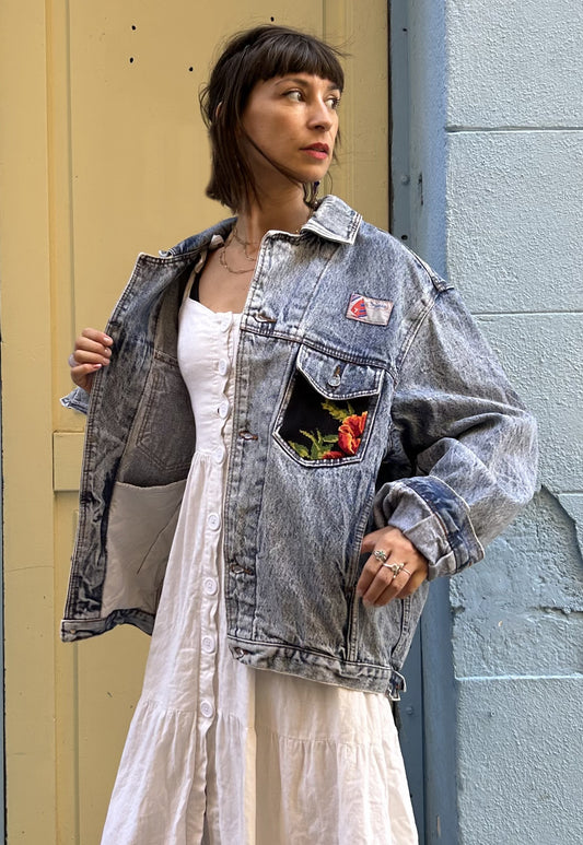 Upcycled jacket Wild flowers (L/XL)