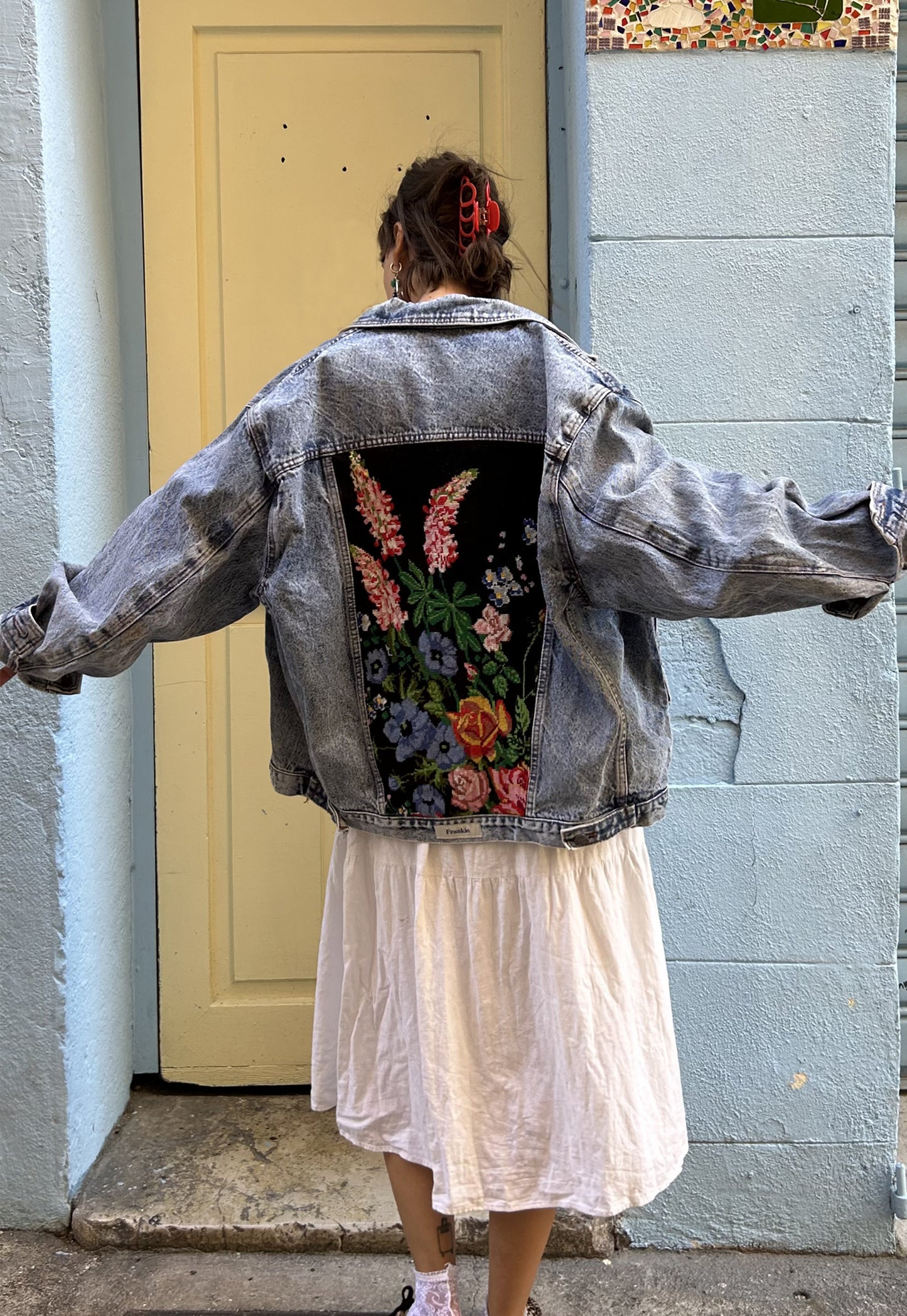 Upcycled jacket Wild flowers (L/XL)