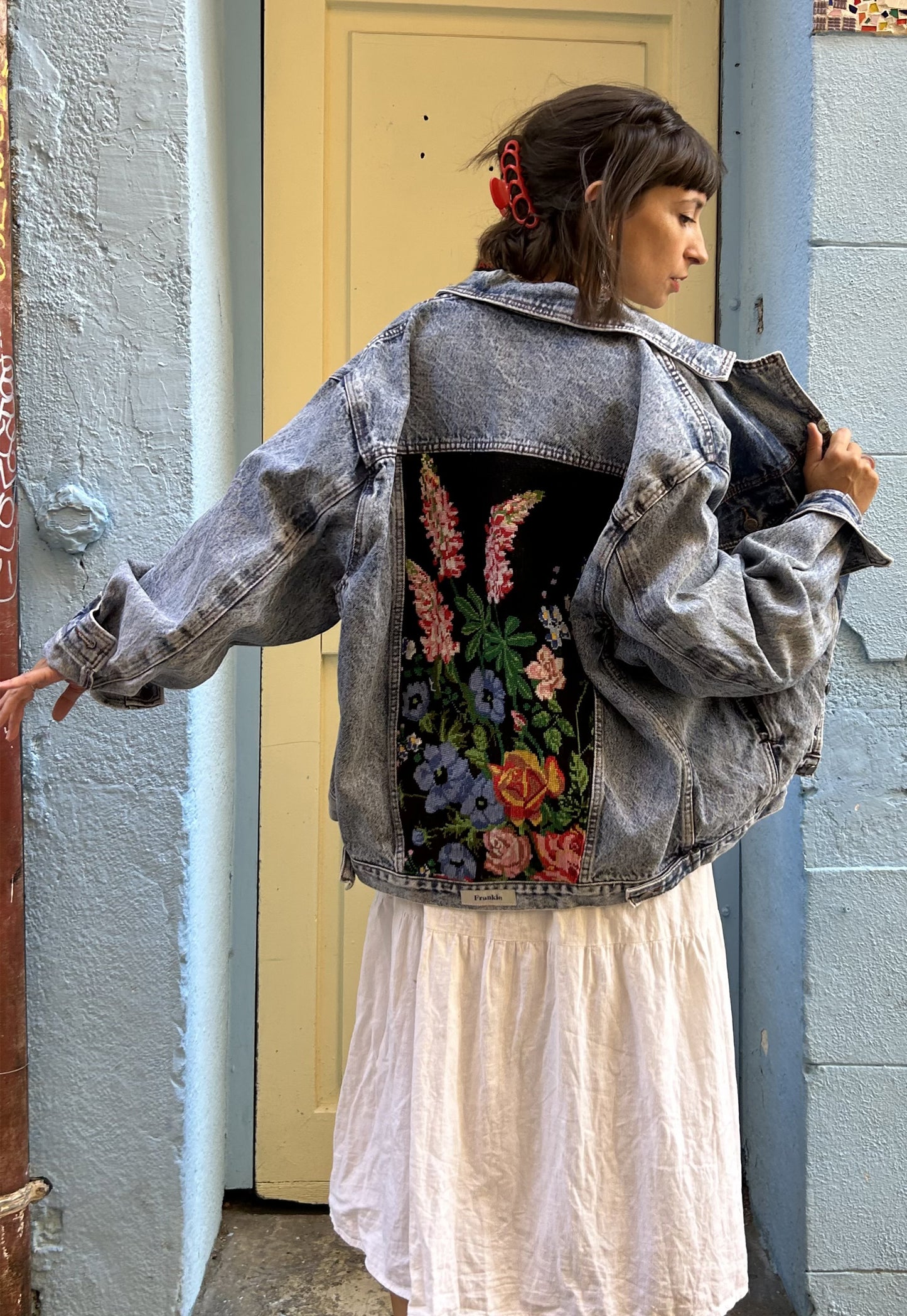 Upcycled jacket Wild flowers (L/XL)