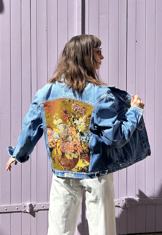 Upcycled jacket Pastel bouquet (M)