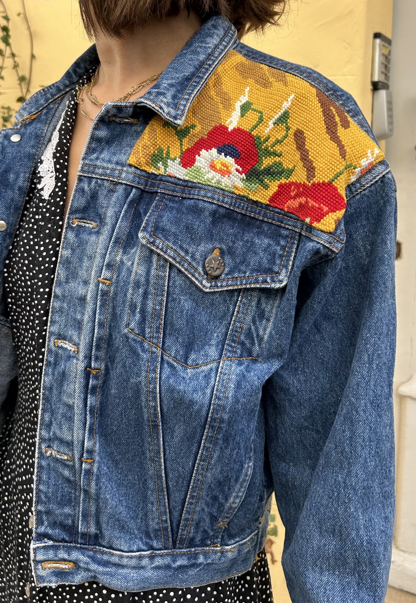 Upcycled jacket Poppies (XS)