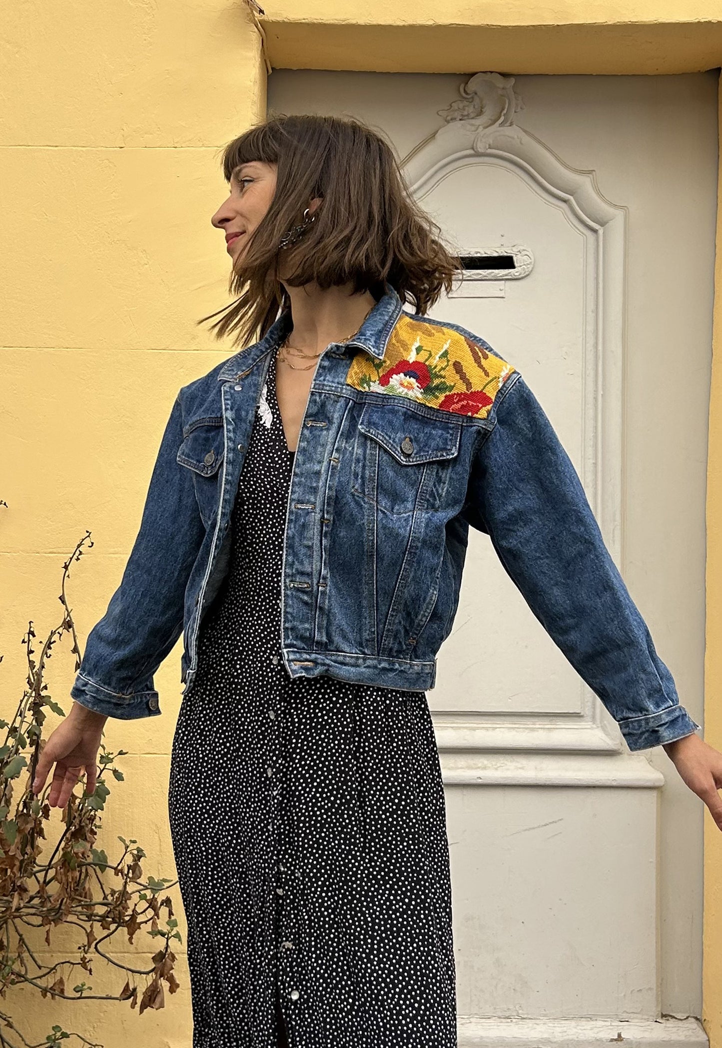 Upcycled jacket Poppies (XS)