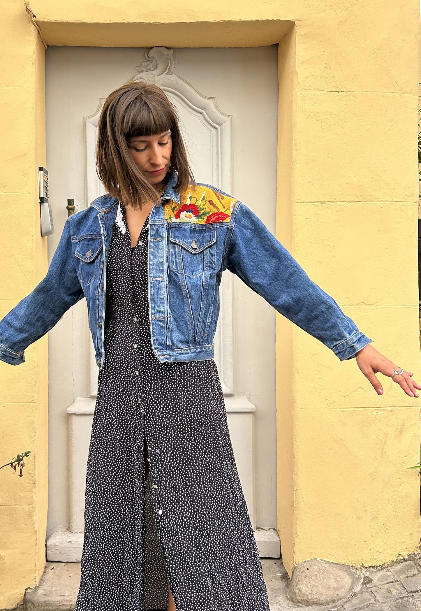 Upcycled jacket Poppies (XS)