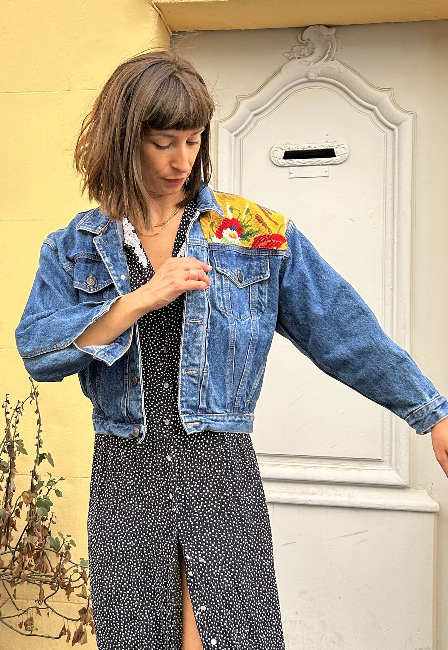 Upcycled jacket Poppies (XS)
