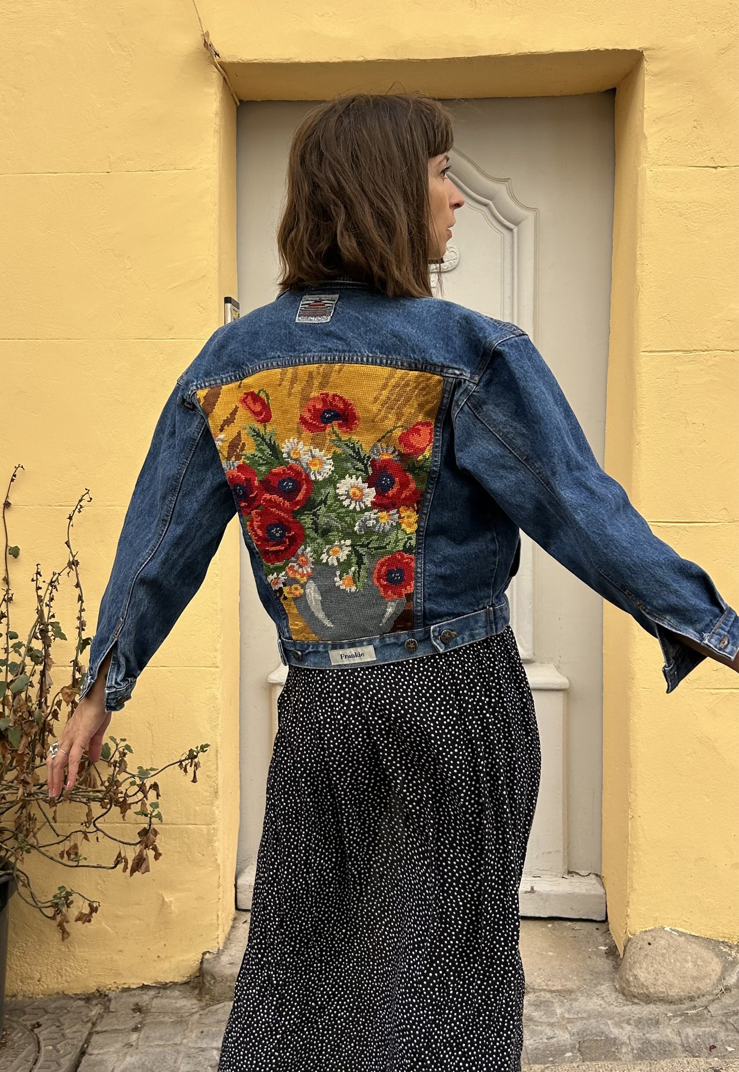 Upcycled jacket Poppies (XS)