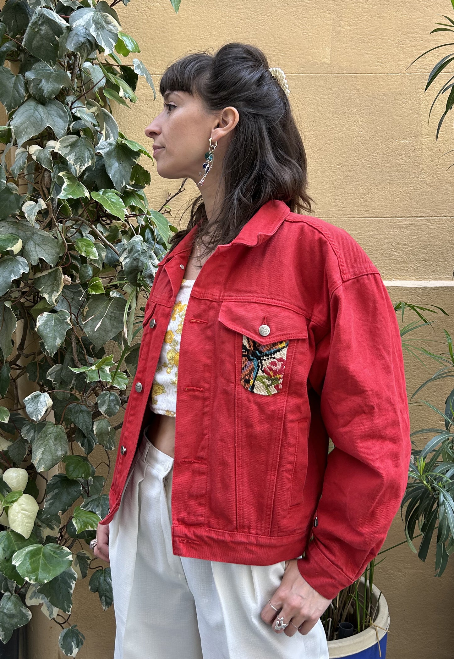 Upcycled jacket Poppies (M)
