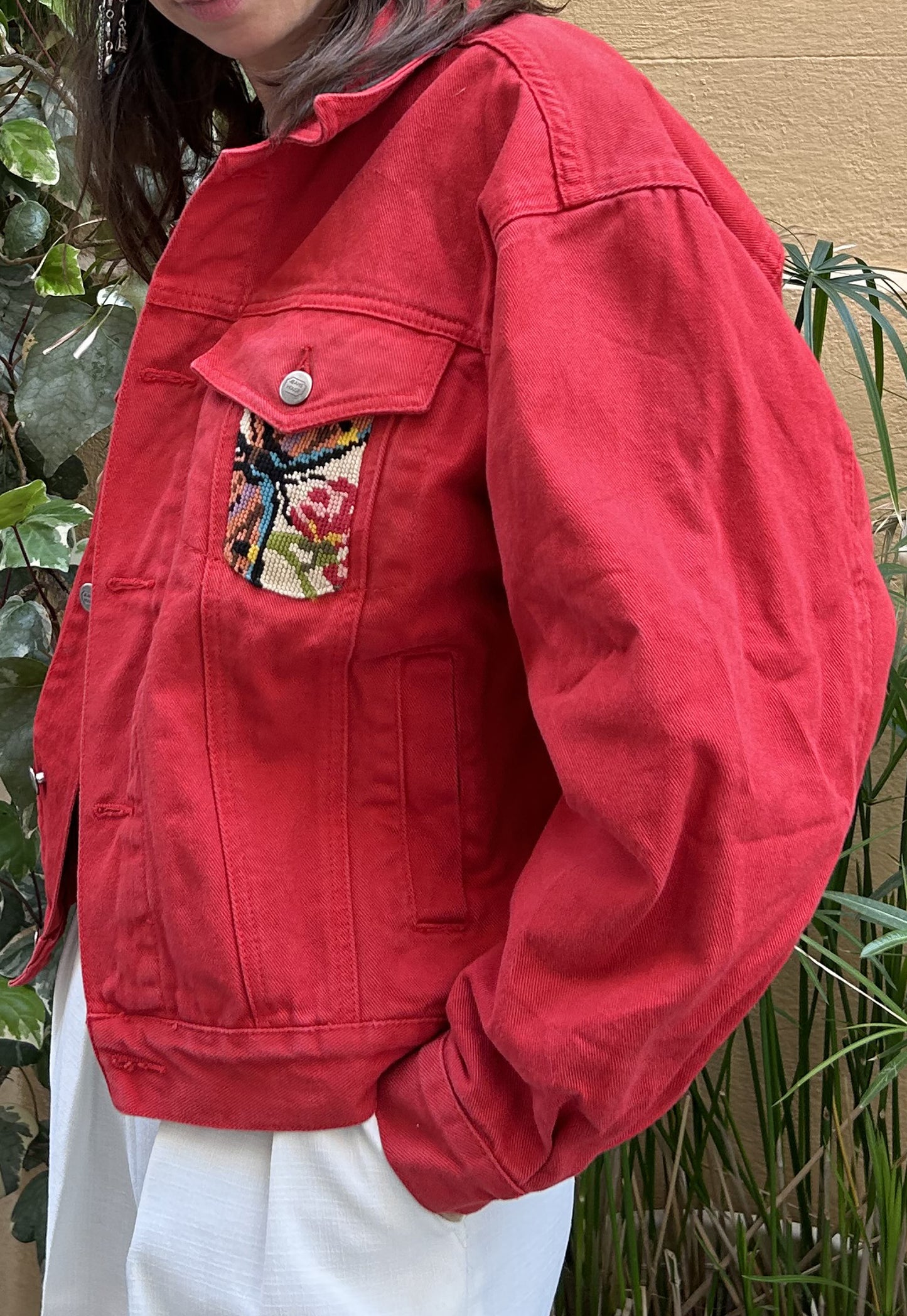 Upcycled jacket Poppies (M)
