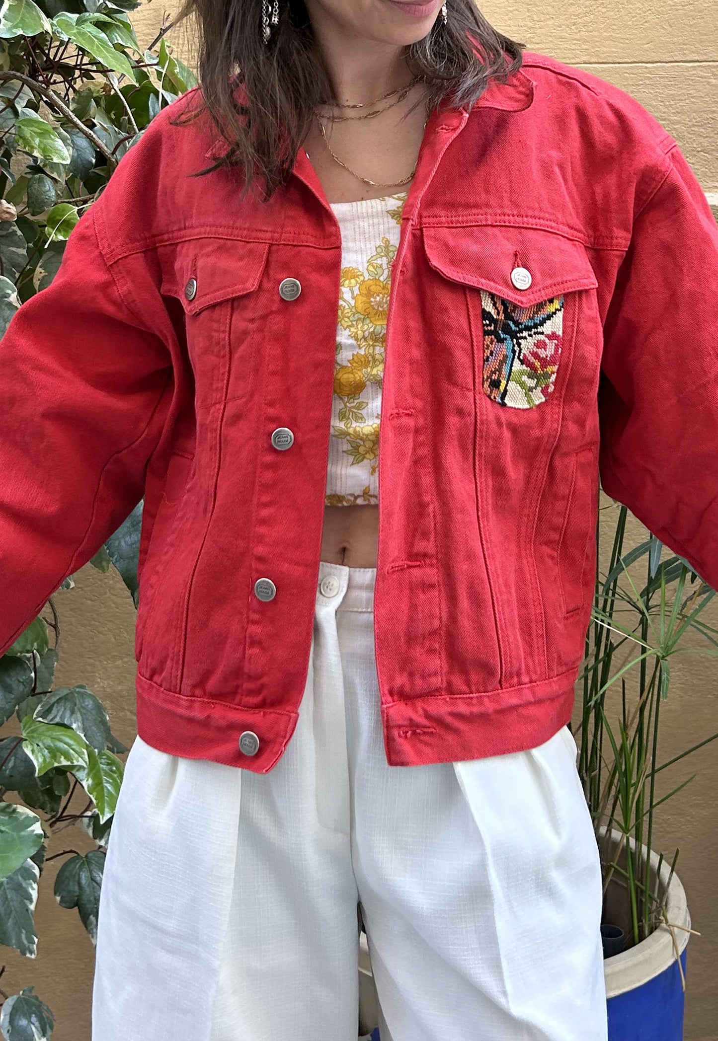 Upcycled jacket Poppies (M)