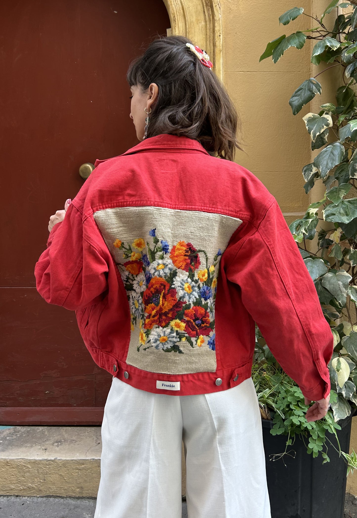 Upcycled jacket Poppies (M)