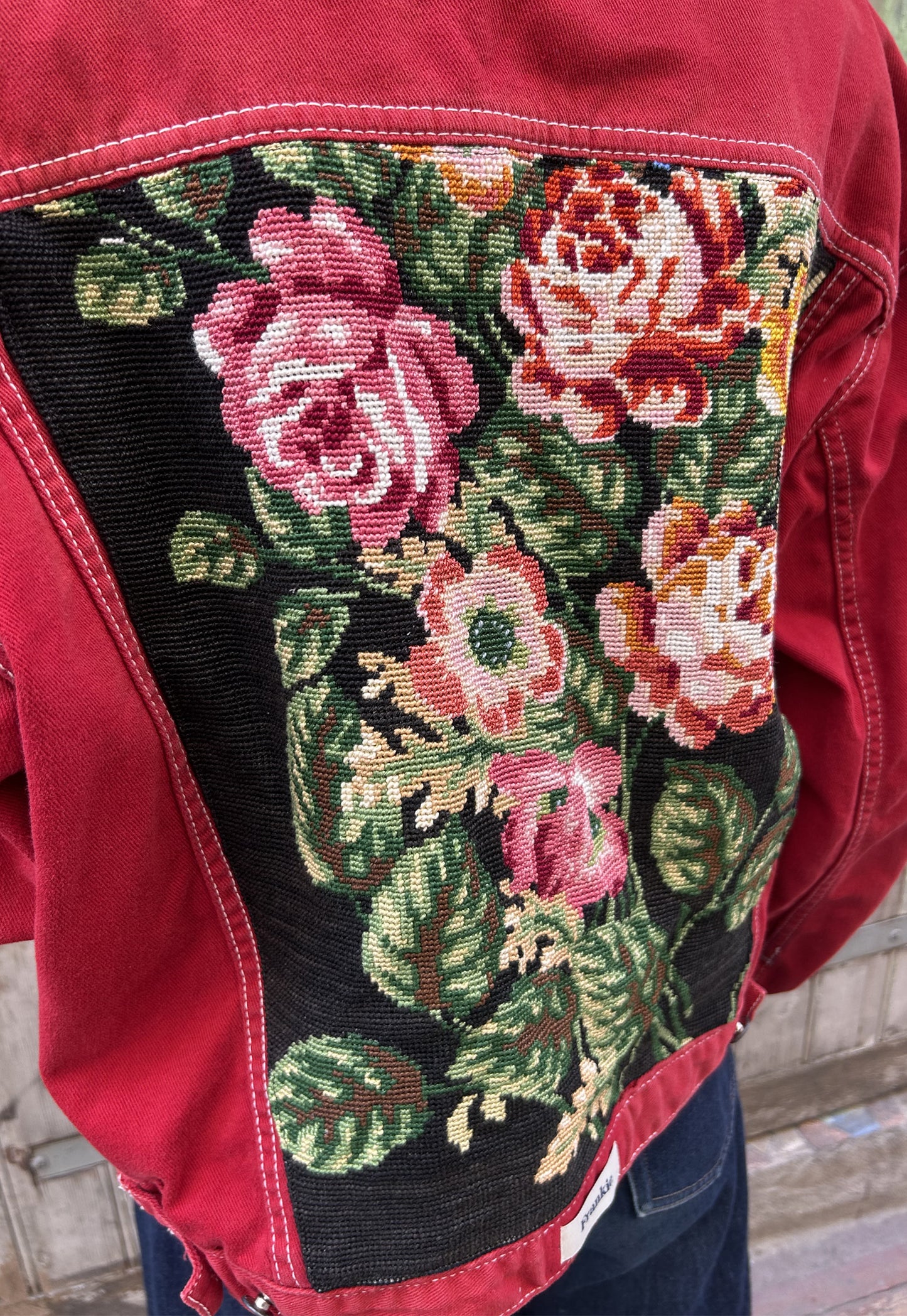 Upcycled jacket red roses (M/L)