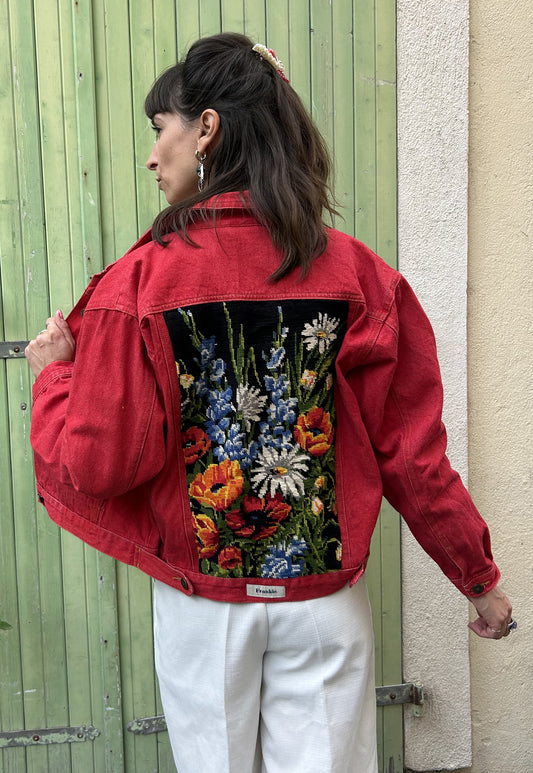 Upcycled jacket Fleurs des champs (S)