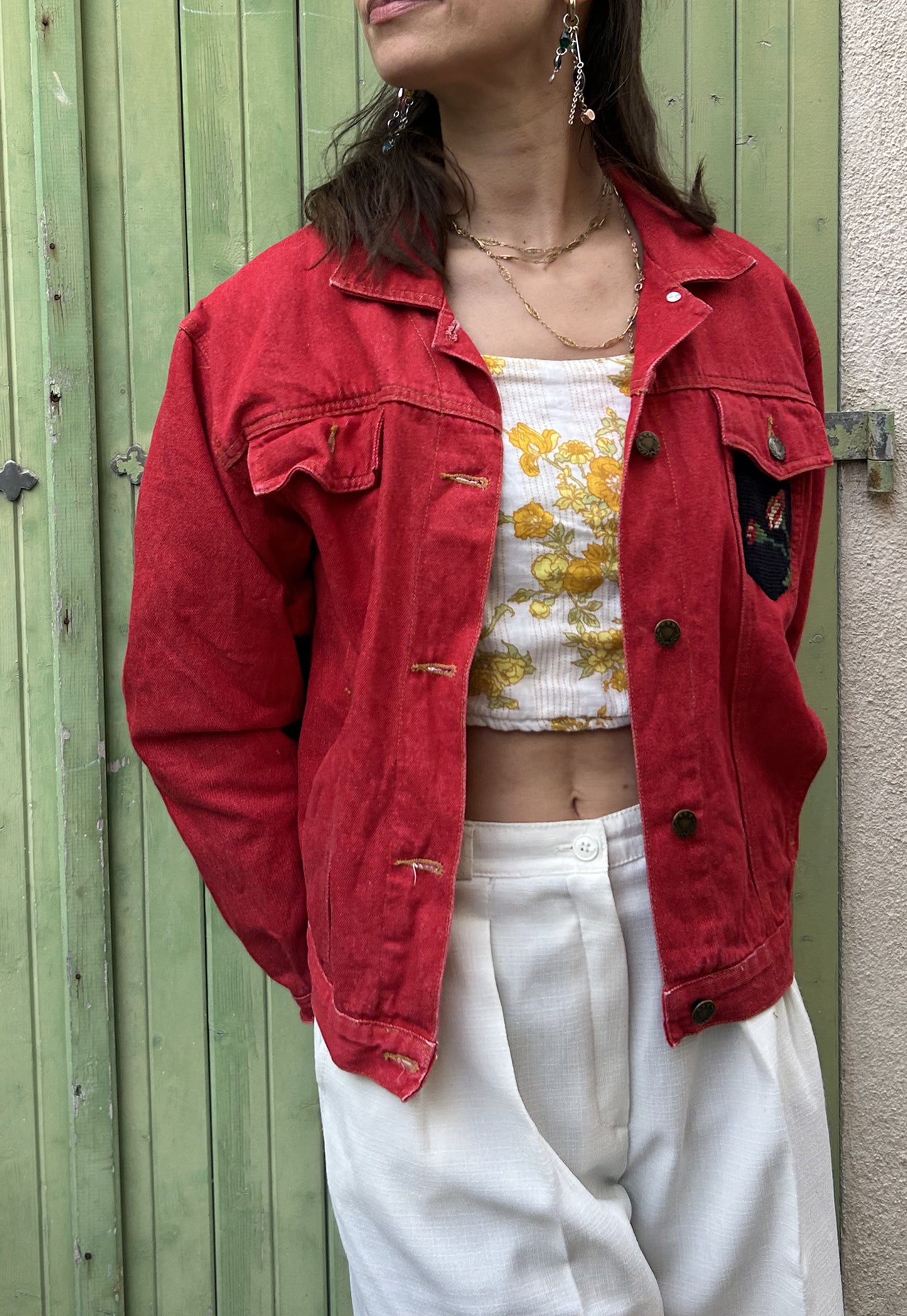 Upcycled jacket Fleurs des champs (S)