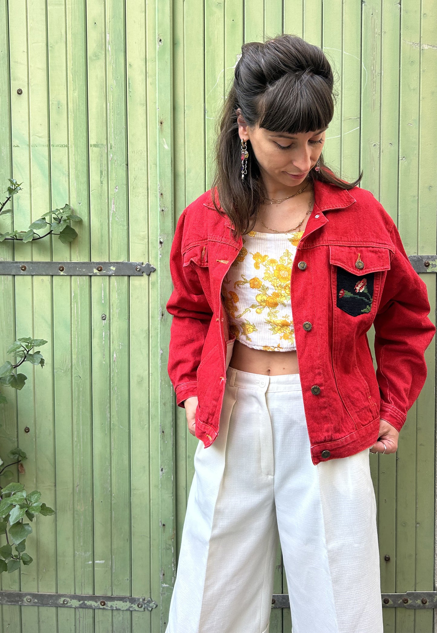 Upcycled jacket Fleurs des champs (S)