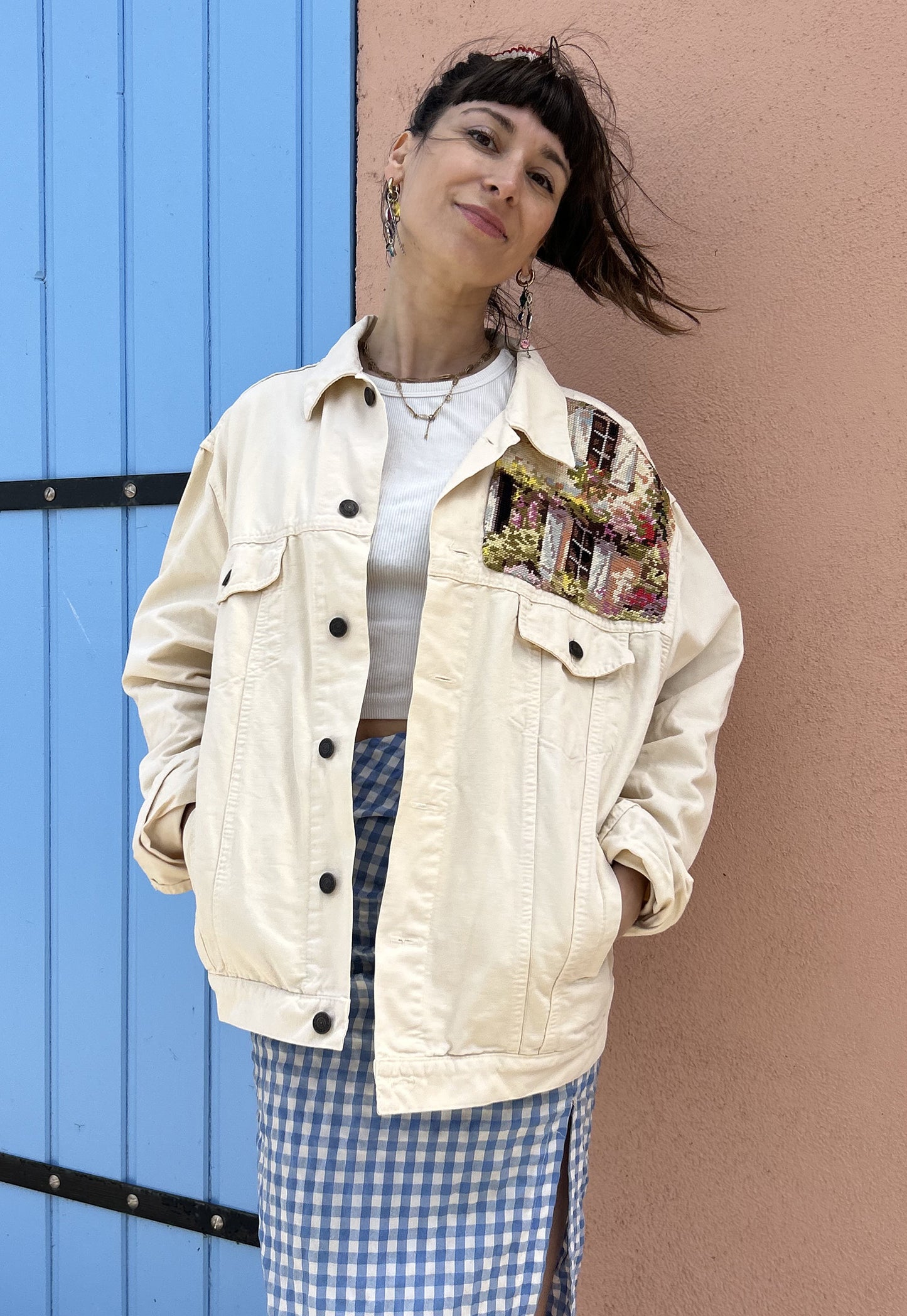 Upcycled jacket Secret Garden (L)