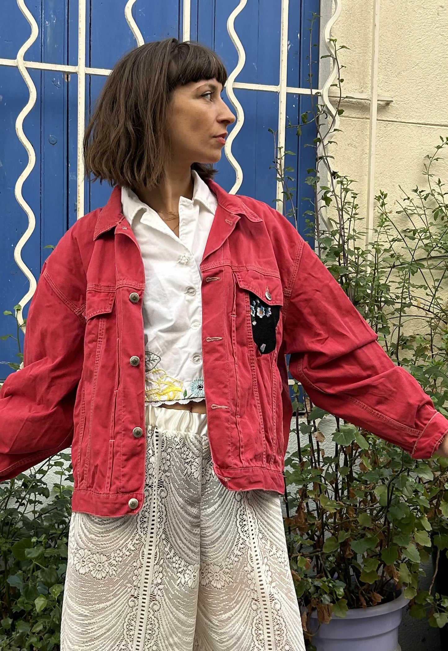 Upcycled jacket Fleurs Sauvages (M/L)